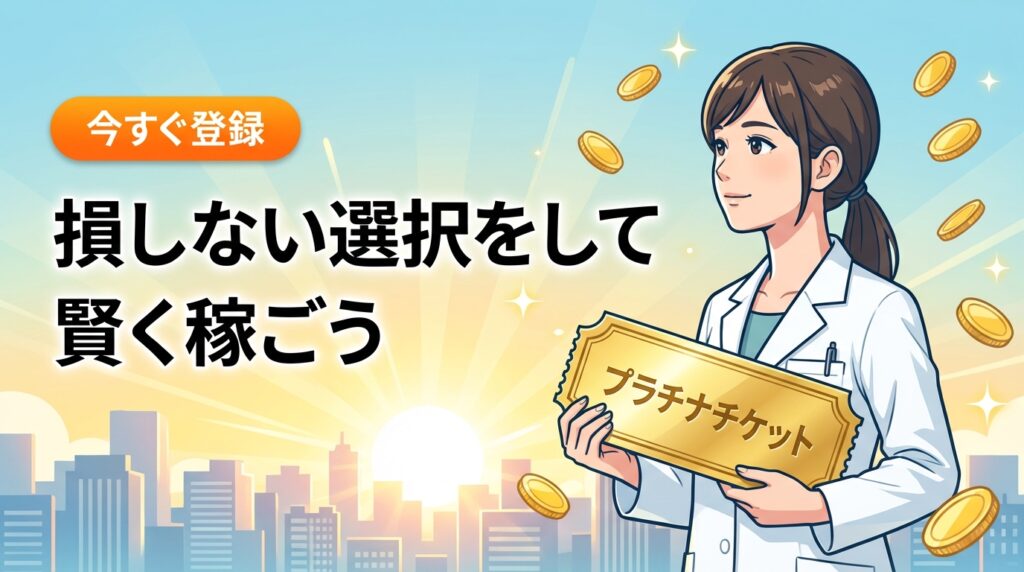 賢く稼いで明るい未来を手に入れる薬剤師のイメージイラスト。