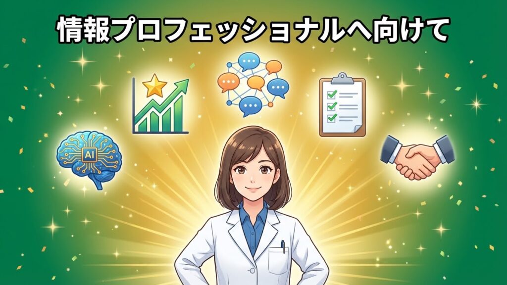 情報のプロとして成長した薬剤師のイラスト