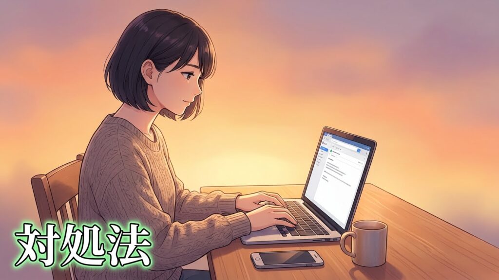 自宅でメールを書く薬剤師