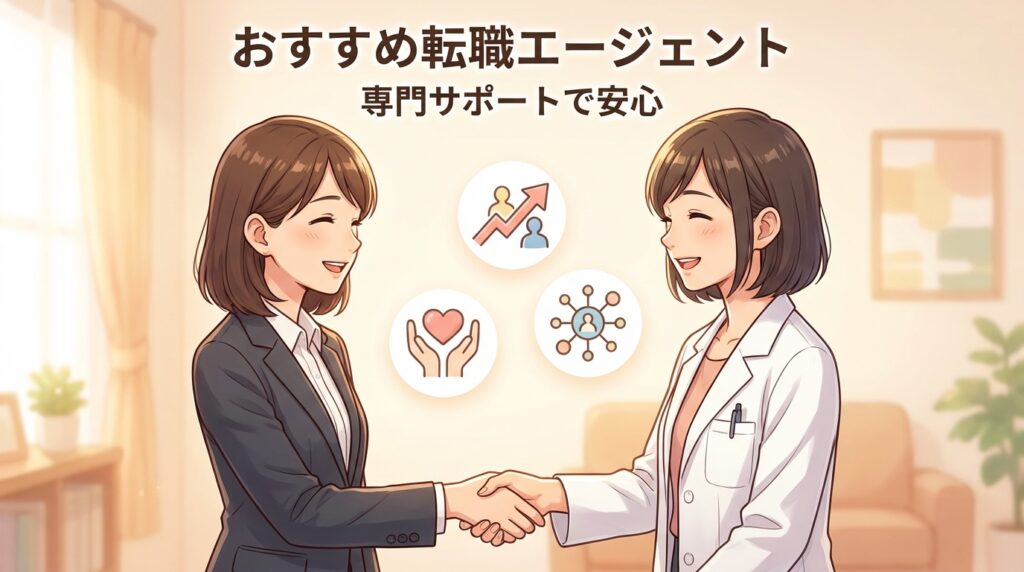転職エージェントと相談するシングルマザー薬剤師のアニメ風イラスト