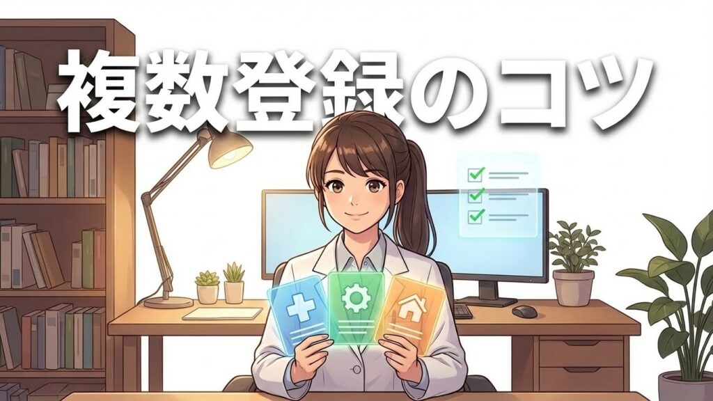 複数の転職サイトを上手に使い分ける薬剤師のイラスト
