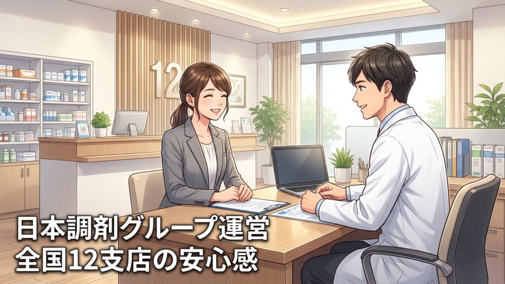 対面面談で相談する薬剤師とキャリアコンサルタントのイラスト