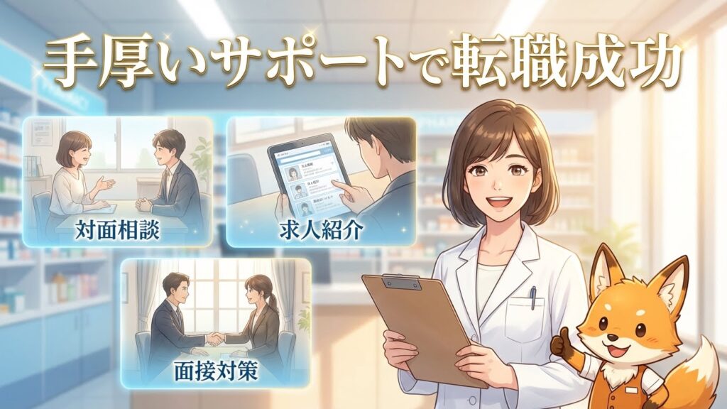 ファルマスタッフで転職成功した薬剤師のイラスト