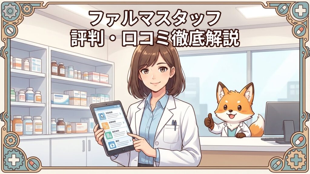 ファルマスタッフの評判を解説する薬剤師とフォックスのイラスト