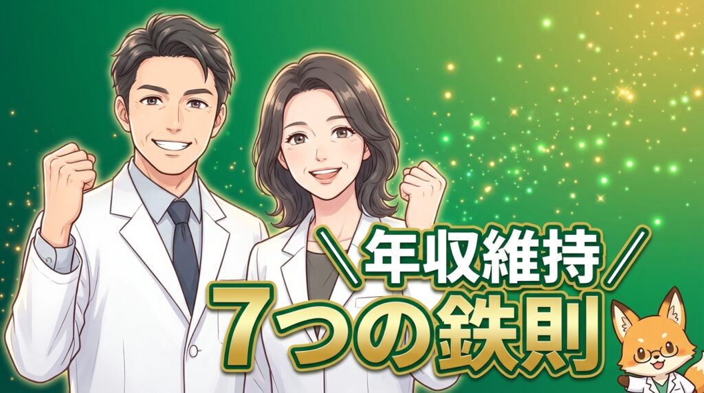 40代薬剤師の転職成功をイメージしたガッツポーズのイラスト
