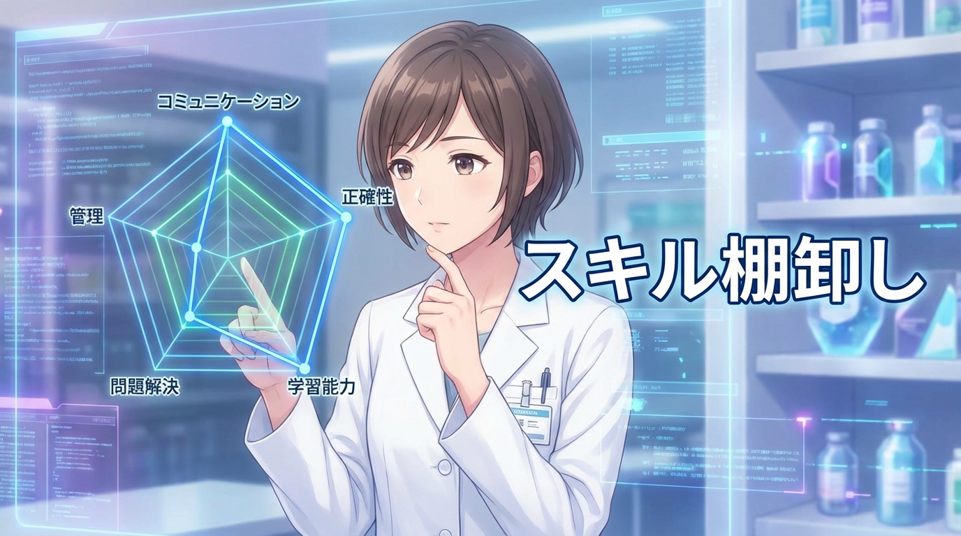スキルレーダーチャートを分析する薬剤師