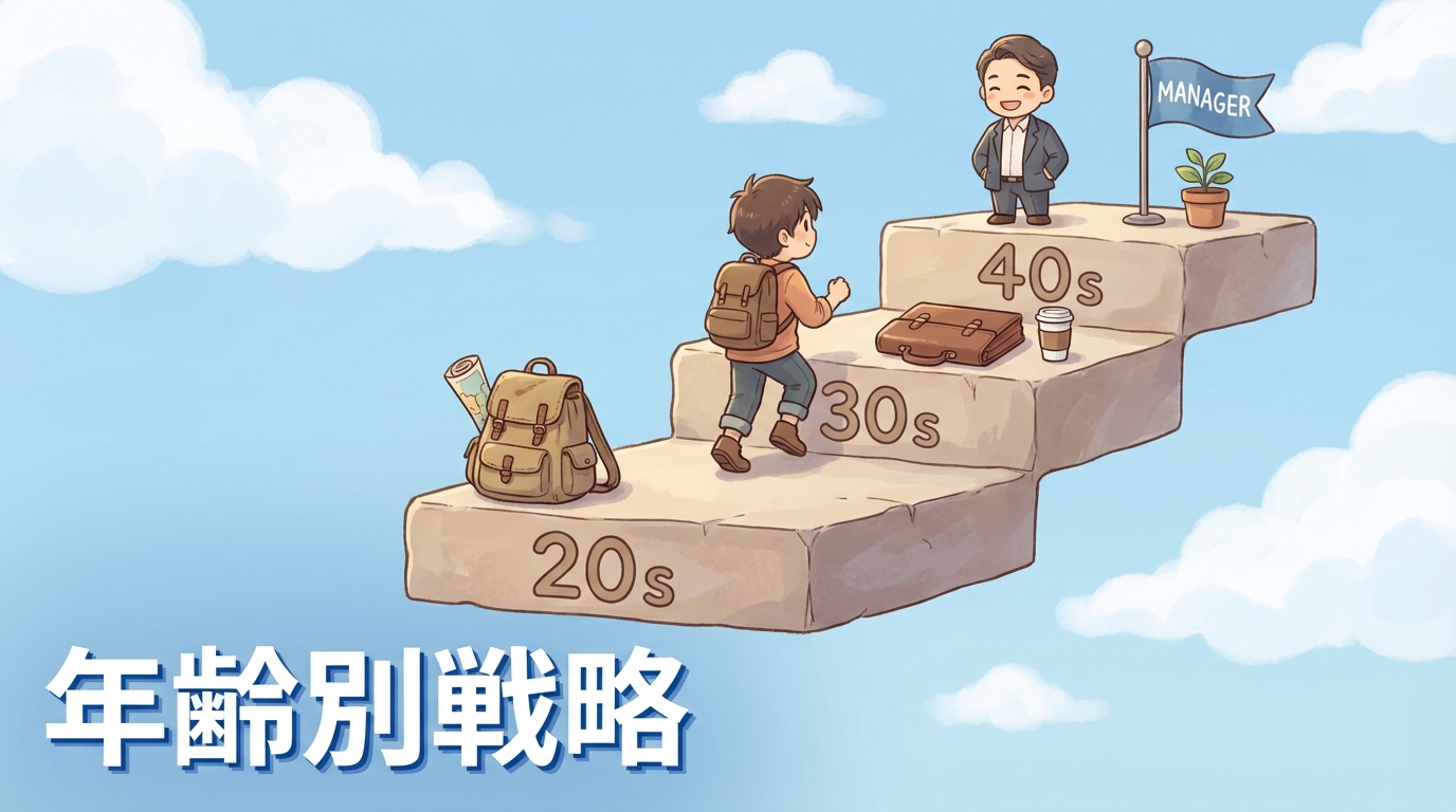 年代別のキャリアステップを表す階段