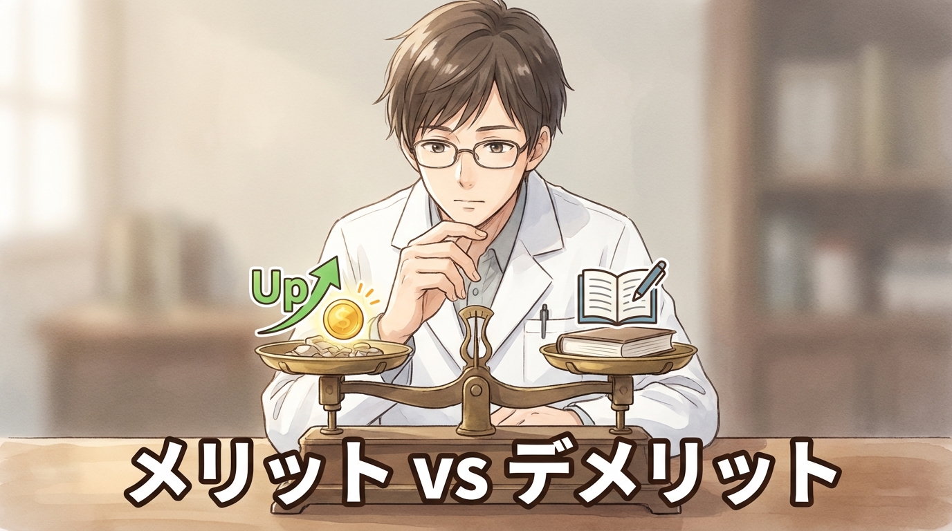 メリットとデメリットを比較する天秤