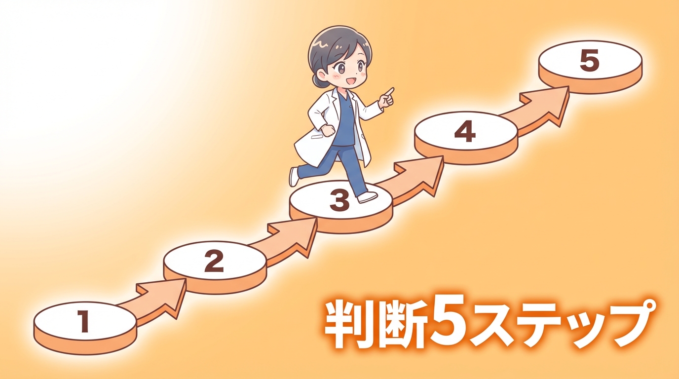 5つのステップを登るイメージ