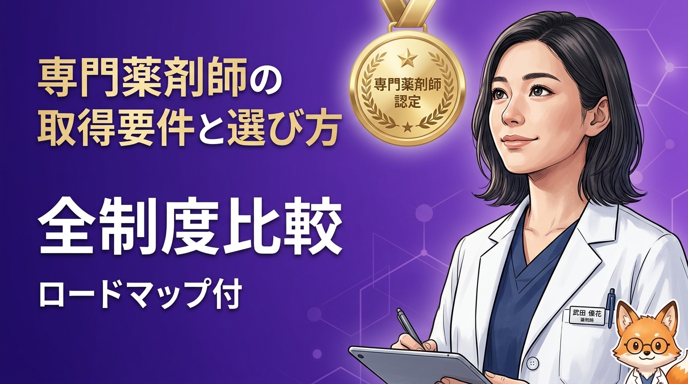 専門薬剤師の制度を比較して考える薬剤師のイラスト