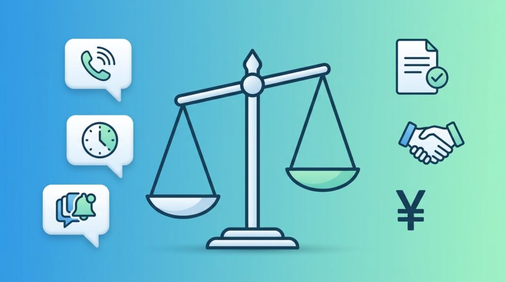 マイナビ薬剤師の評判やメリットを比較する天秤アイコンのグラフィック